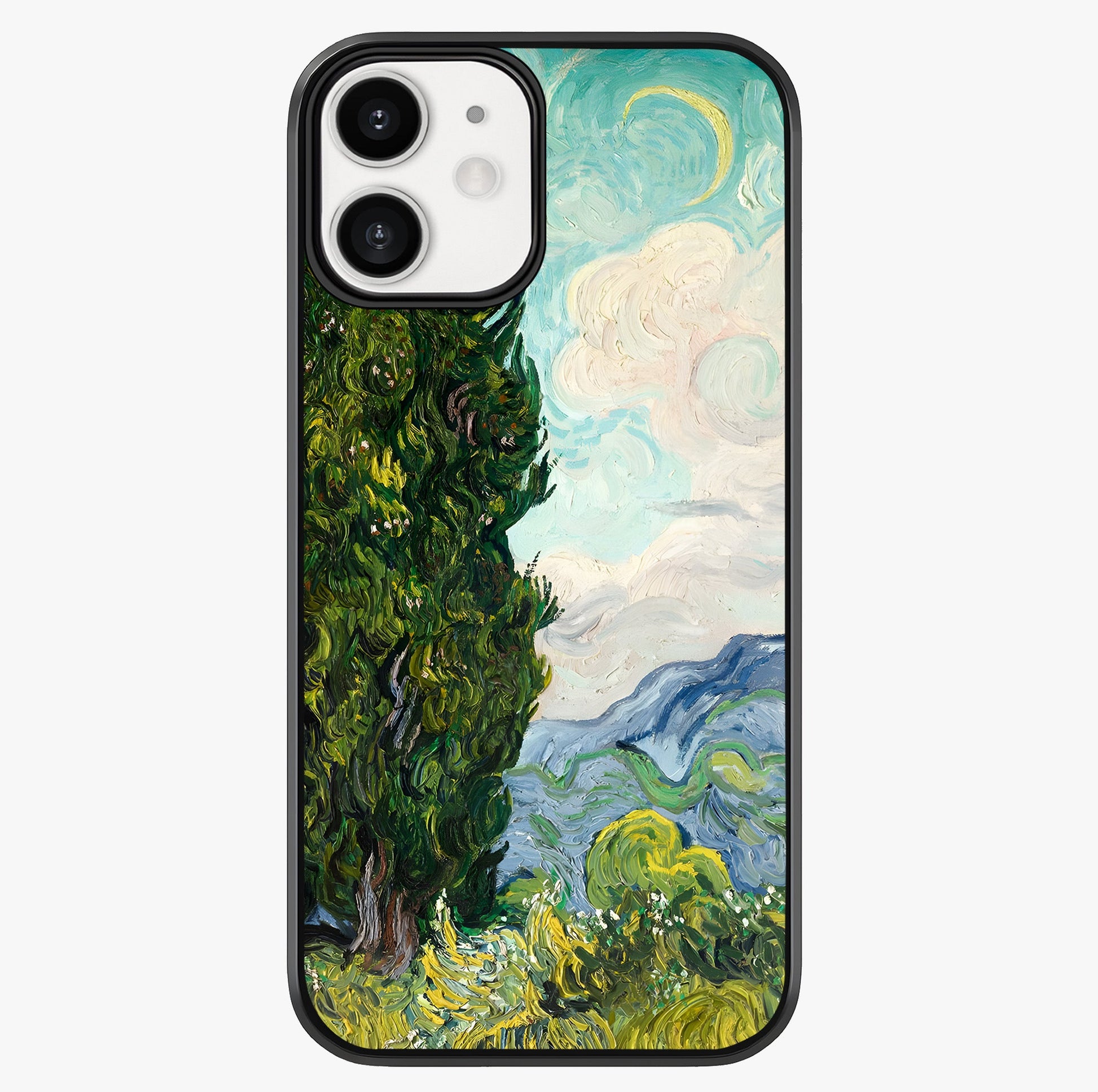 Van Gogh Vintage Art Glass Case showing full back design in clean flat view with glossy glass finish.