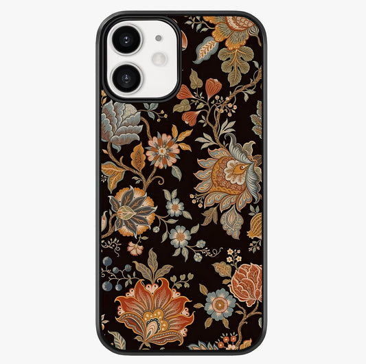 Vintage Floral Dream Glass Case showing full back design in clean flat view with glossy glass finish.