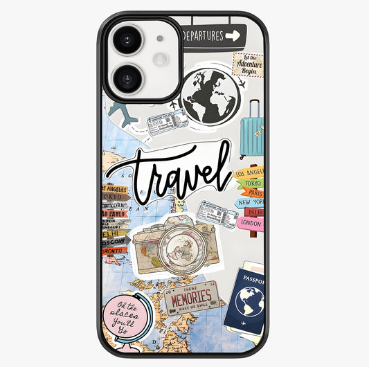 Wanderlust Journal Glass Case showing full back design in clean flat view with glossy glass finish.