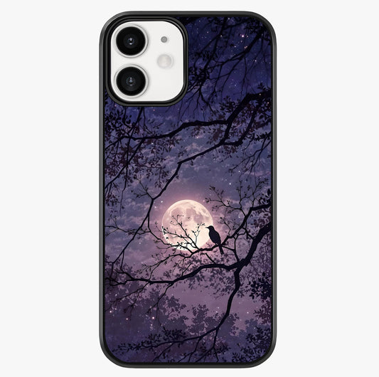 Whispering Moon Silence Glass Case showing full back design in clean flat view with glossy glass finish.