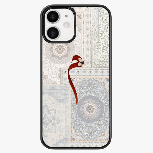 White Aesthetic Bow Glass Case showing full back design in clean flat view with glossy glass finish.