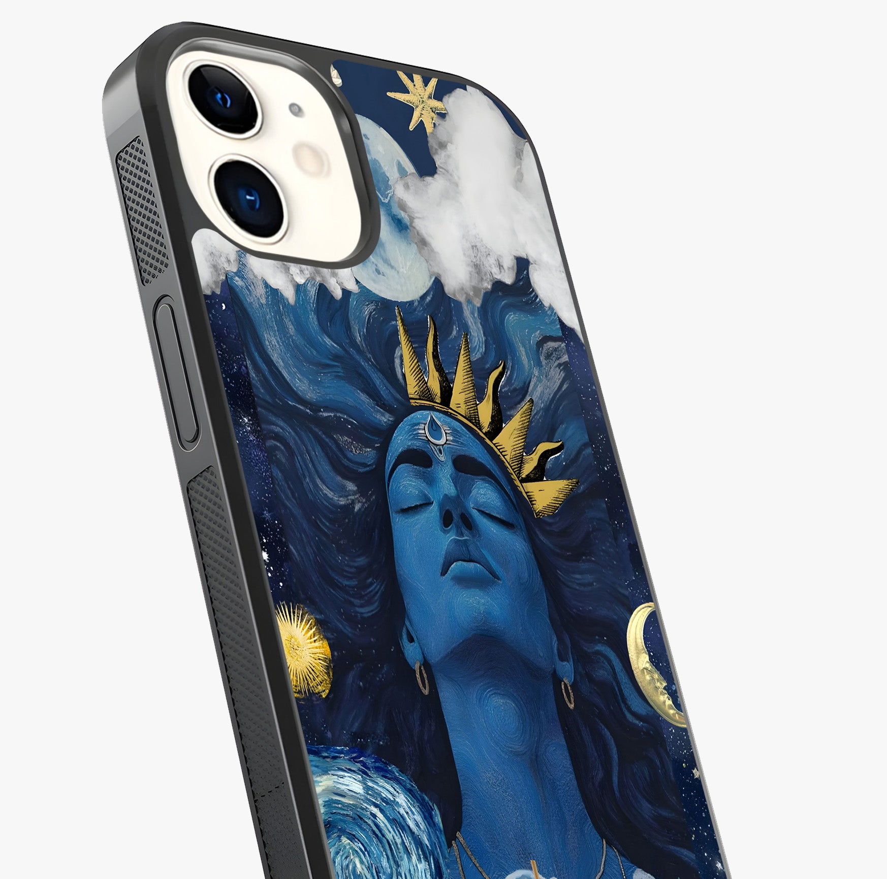 Aesthetic Lord Shiva Glass Case captured at a warm angle highlighting gloss, texture and premium glass finish.