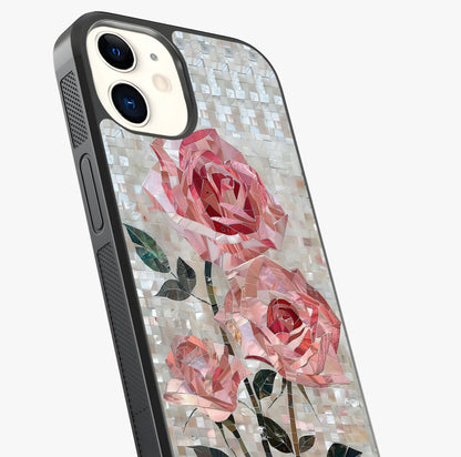 Blush Mosaic Bloom Glass Case captured at a warm angle highlighting gloss, texture and premium glass finish.