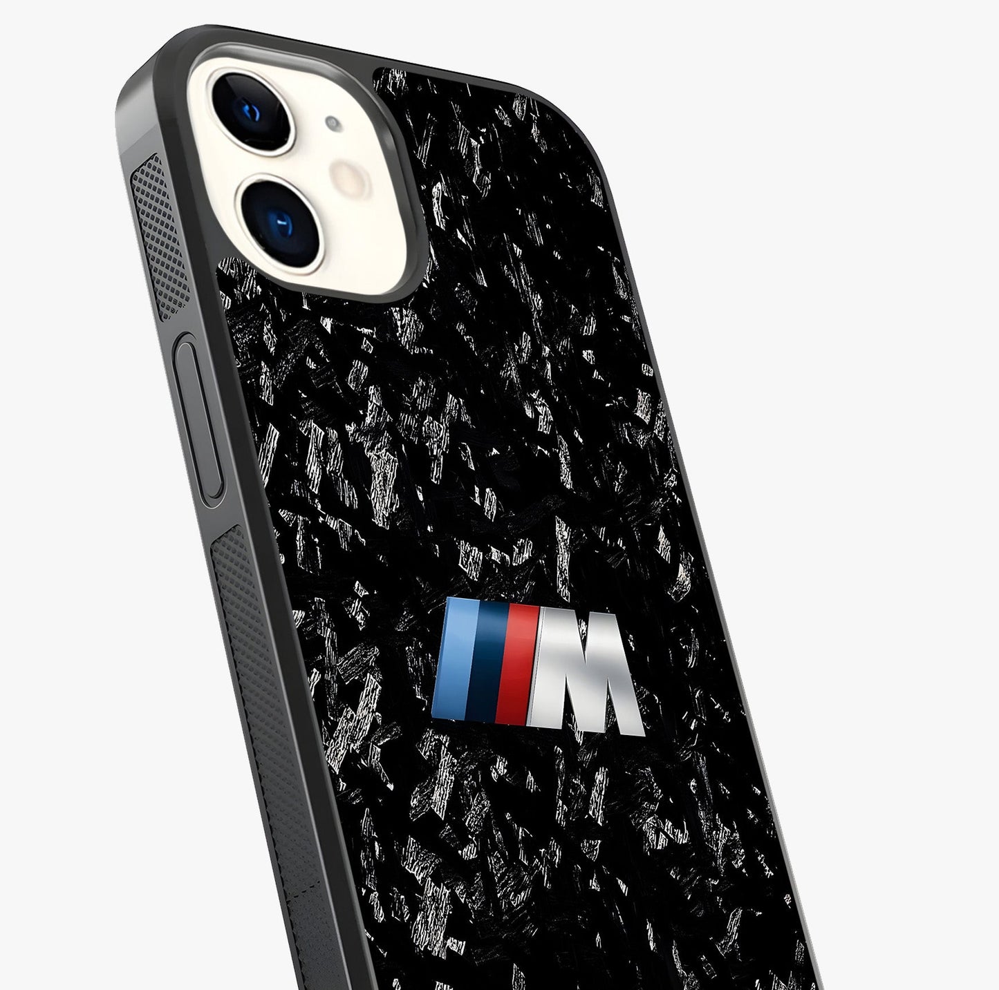 Carbon Speed Mark Glass Case captured at a warm angle highlighting gloss, texture and premium glass finish.