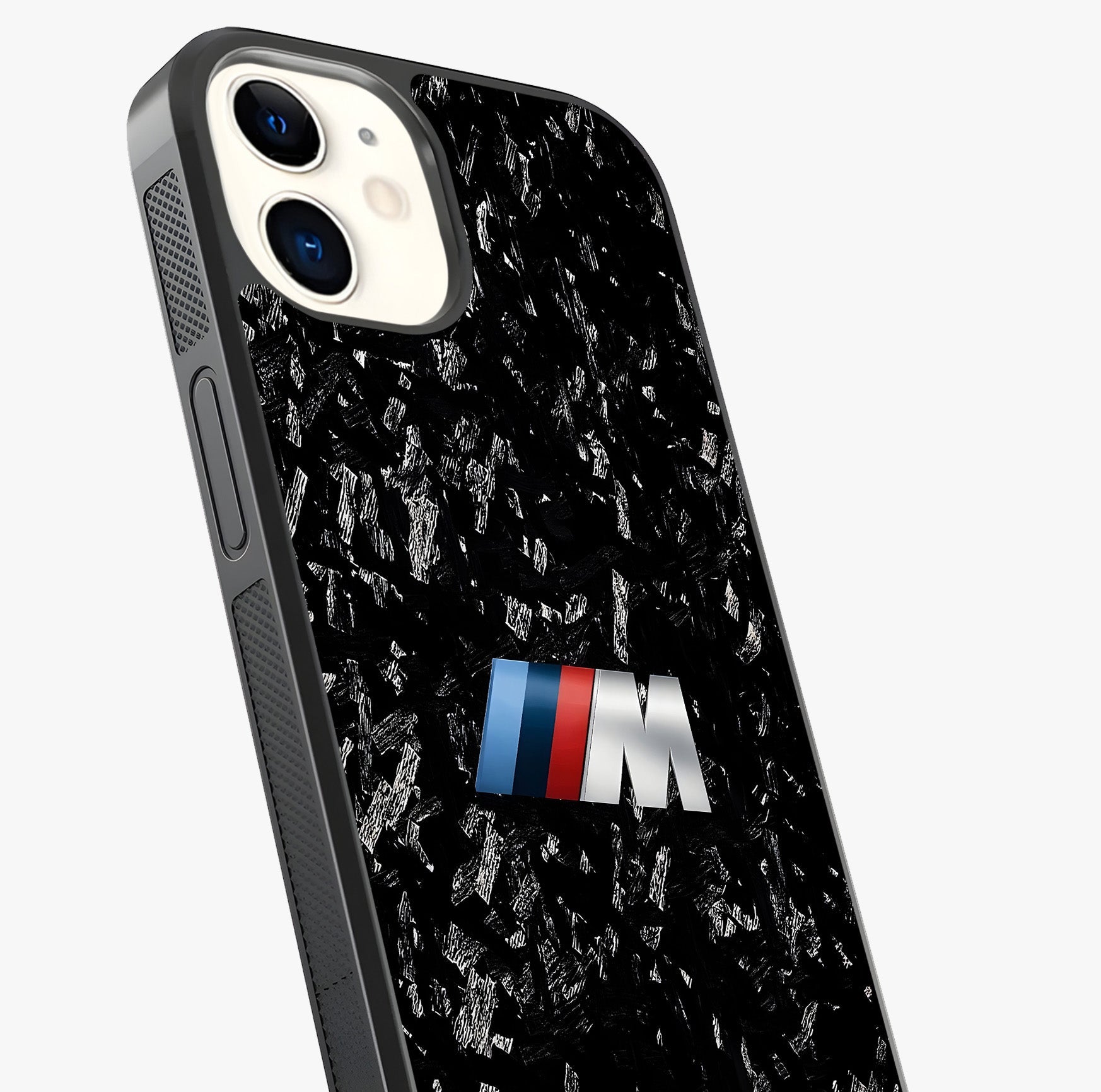 Carbon Speed Mark Glass Case captured at a warm angle highlighting gloss, texture and premium glass finish.