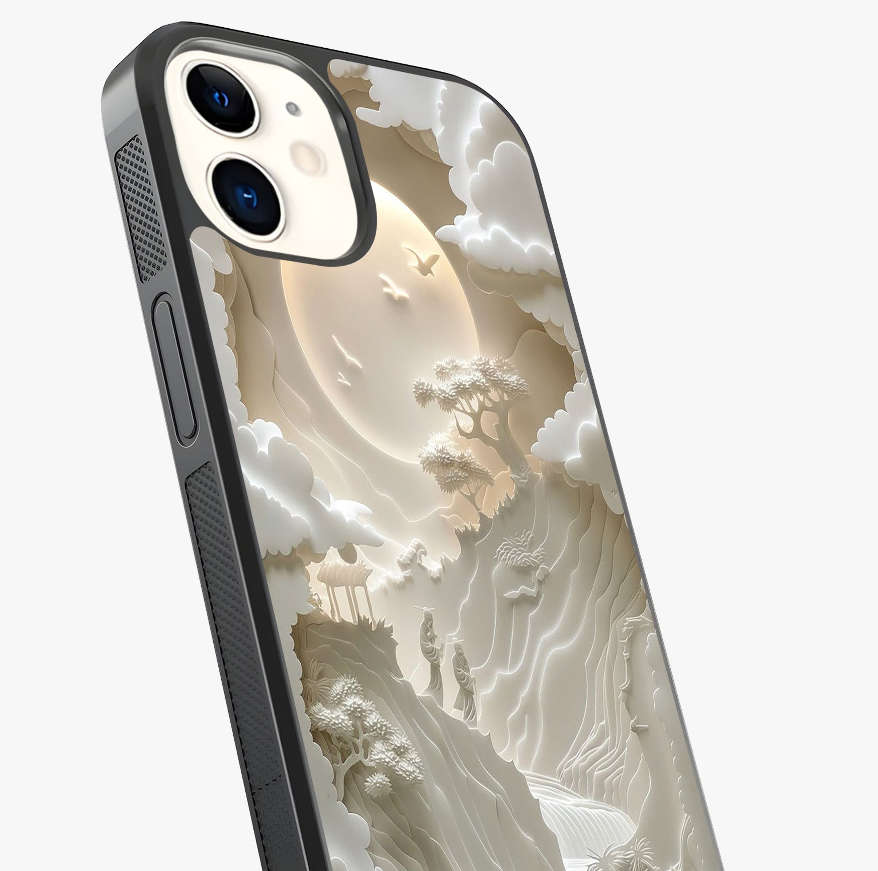 Celestial Origami Glass Case captured at a warm angle highlighting gloss, texture and premium glass finish.