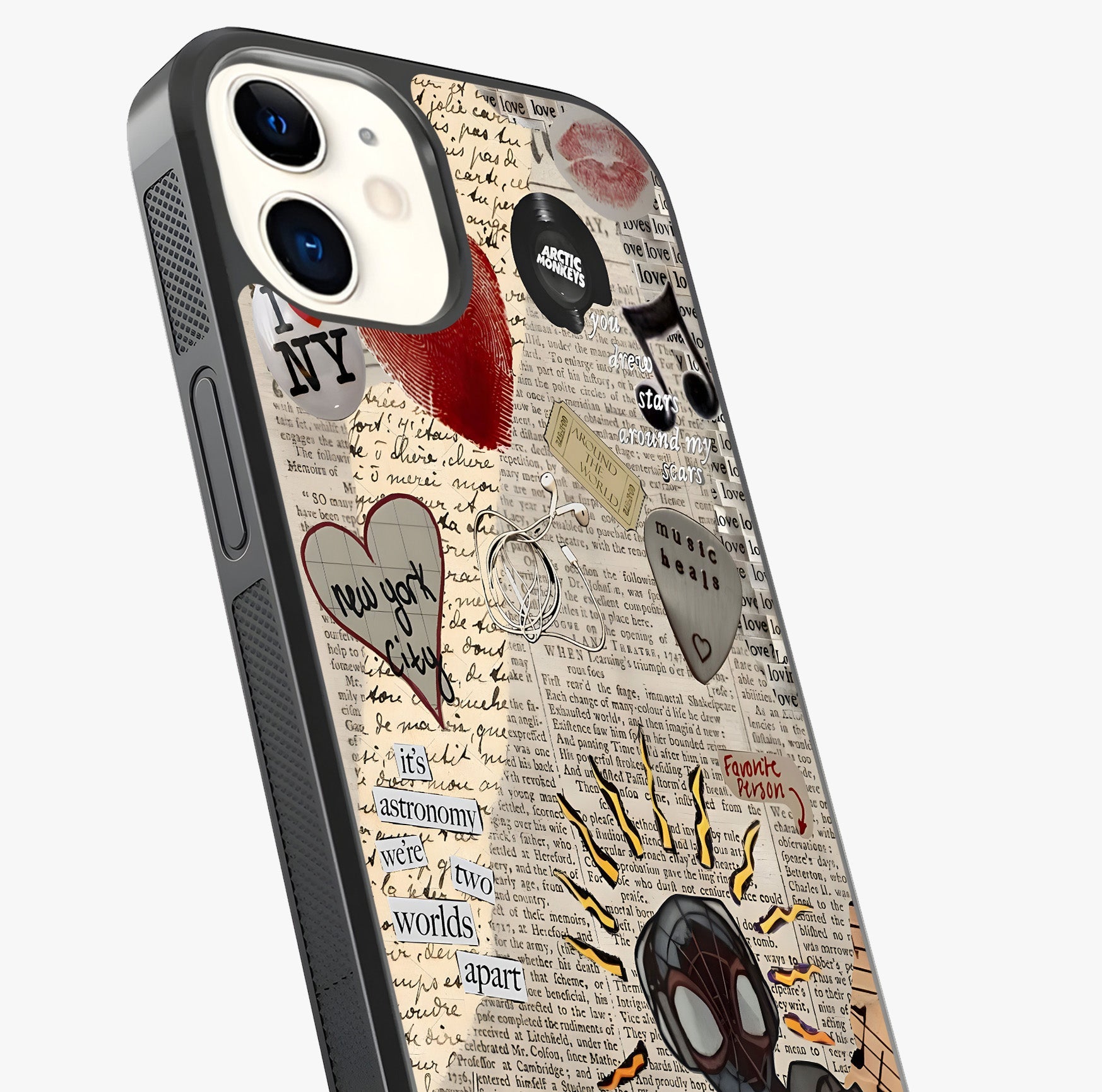 City Dream Sketch Glass Case captured at a warm angle highlighting gloss, texture and premium glass finish.