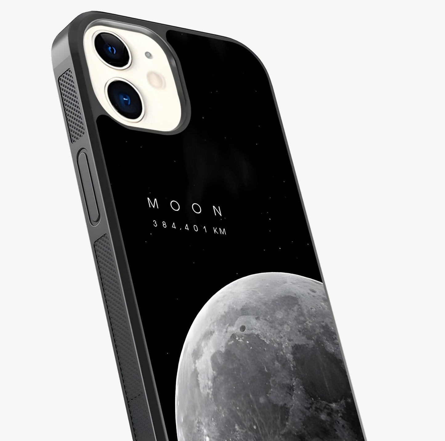 Cosmic Moon Glow Glass Case captured at a warm angle highlighting gloss, texture and premium glass finish.