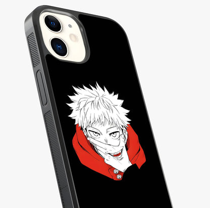 Crimson Chaos Smile Glass Case captured at a warm angle highlighting gloss, texture and premium glass finish.