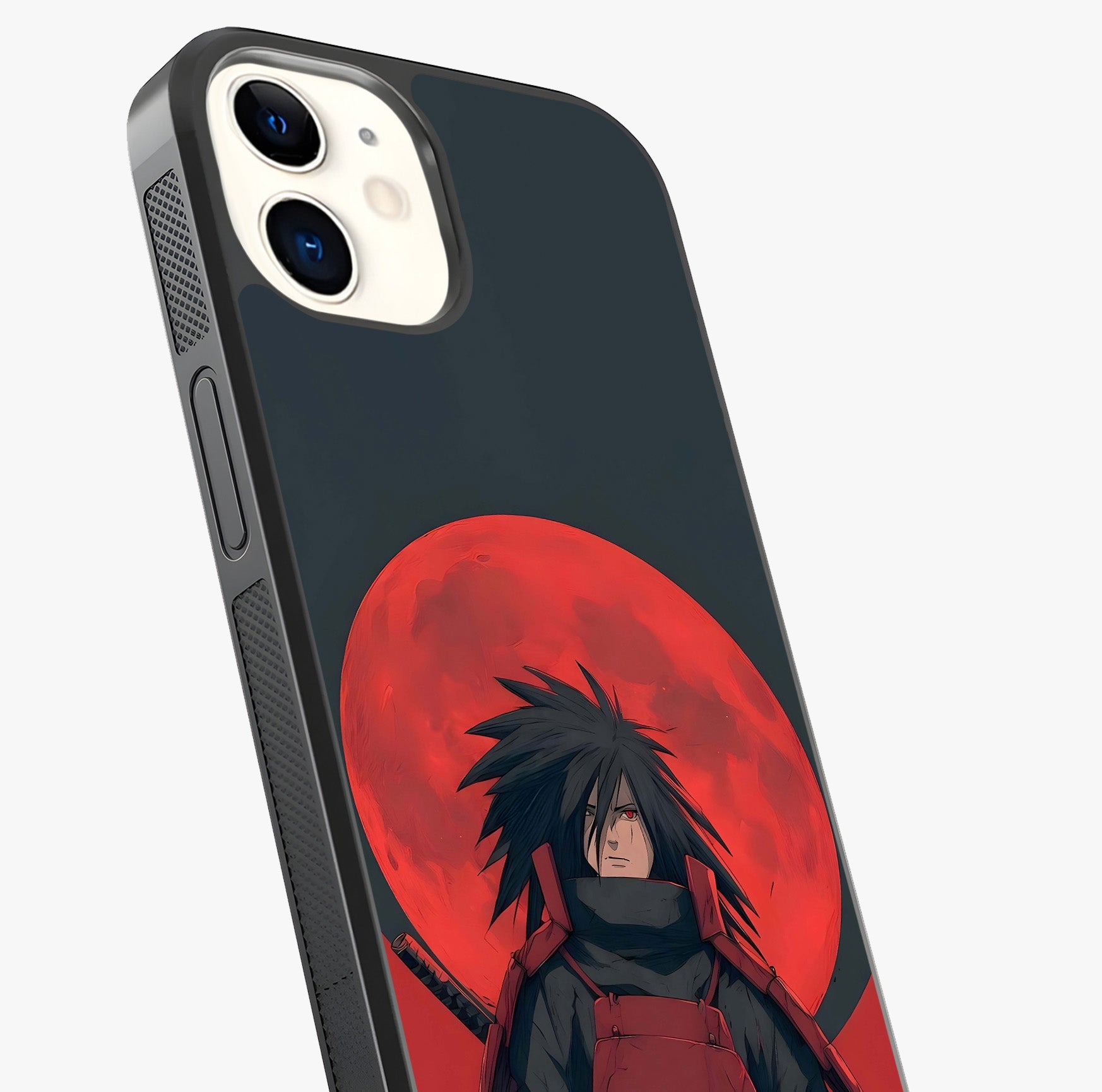 Crimson Moon Warlord Glass Case captured at a warm angle highlighting gloss, texture and premium glass finish.