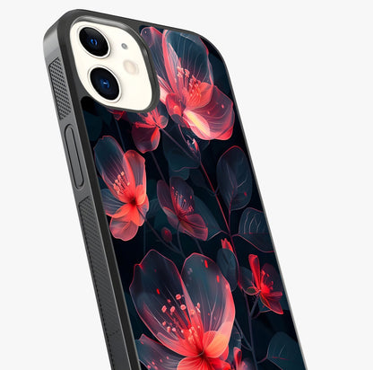 Dark Shade Of Flower Glass Case captured at a warm angle highlighting gloss, texture and premium glass finish.