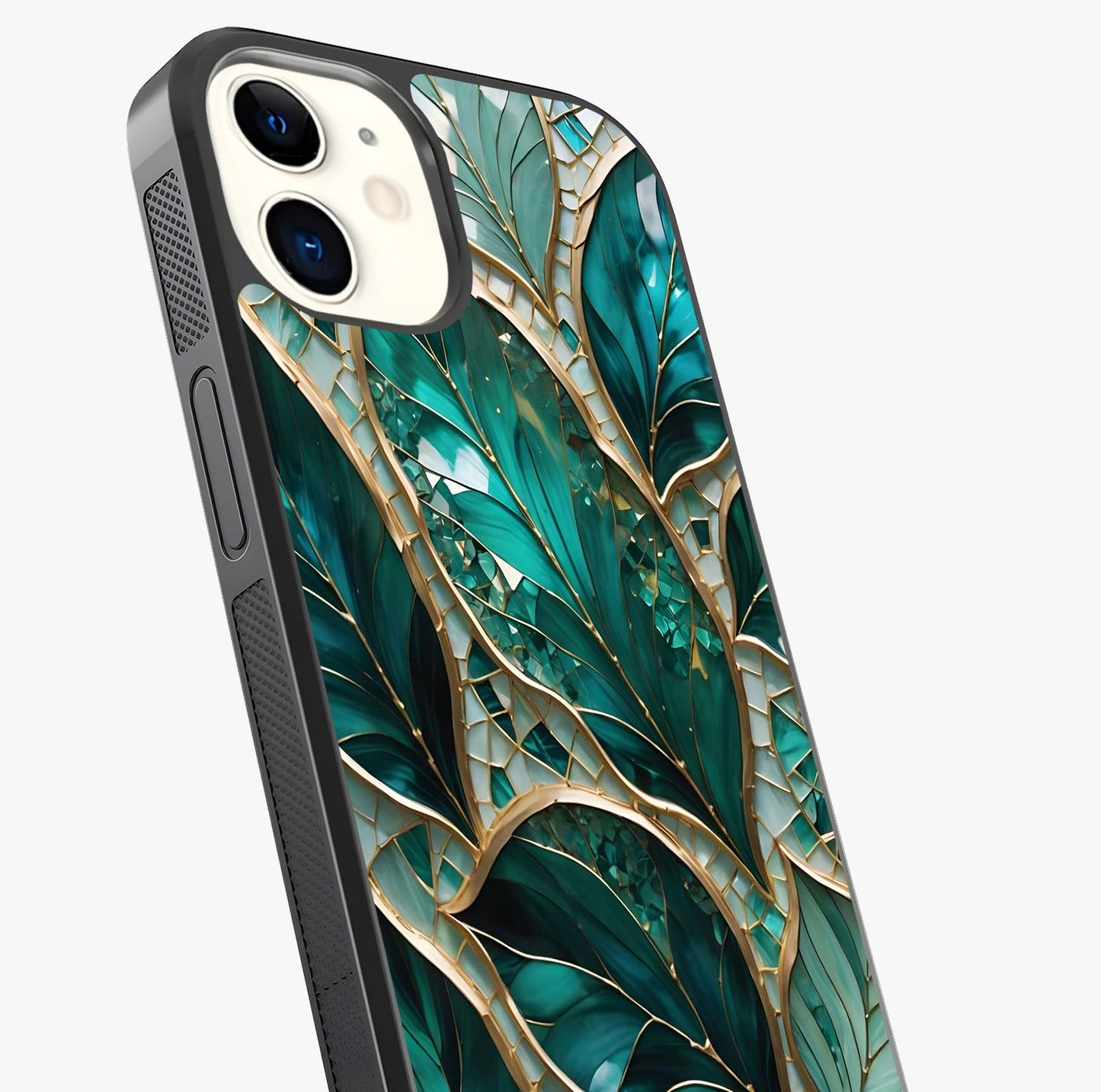 Emerald Leaf Glass Glass Case captured at a warm angle highlighting gloss, texture and premium glass finish.