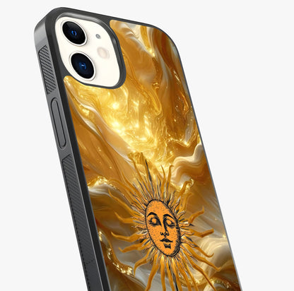Eternal Golden Glow Glass Case captured at a warm angle highlighting gloss, texture and premium glass finish.