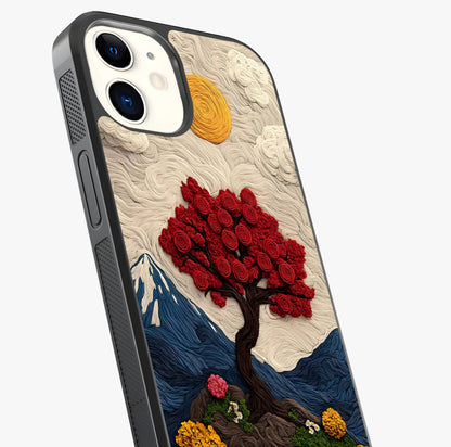 Eternal Nature Tapestry Glass Case captured at a warm angle highlighting gloss, texture and premium glass finish.