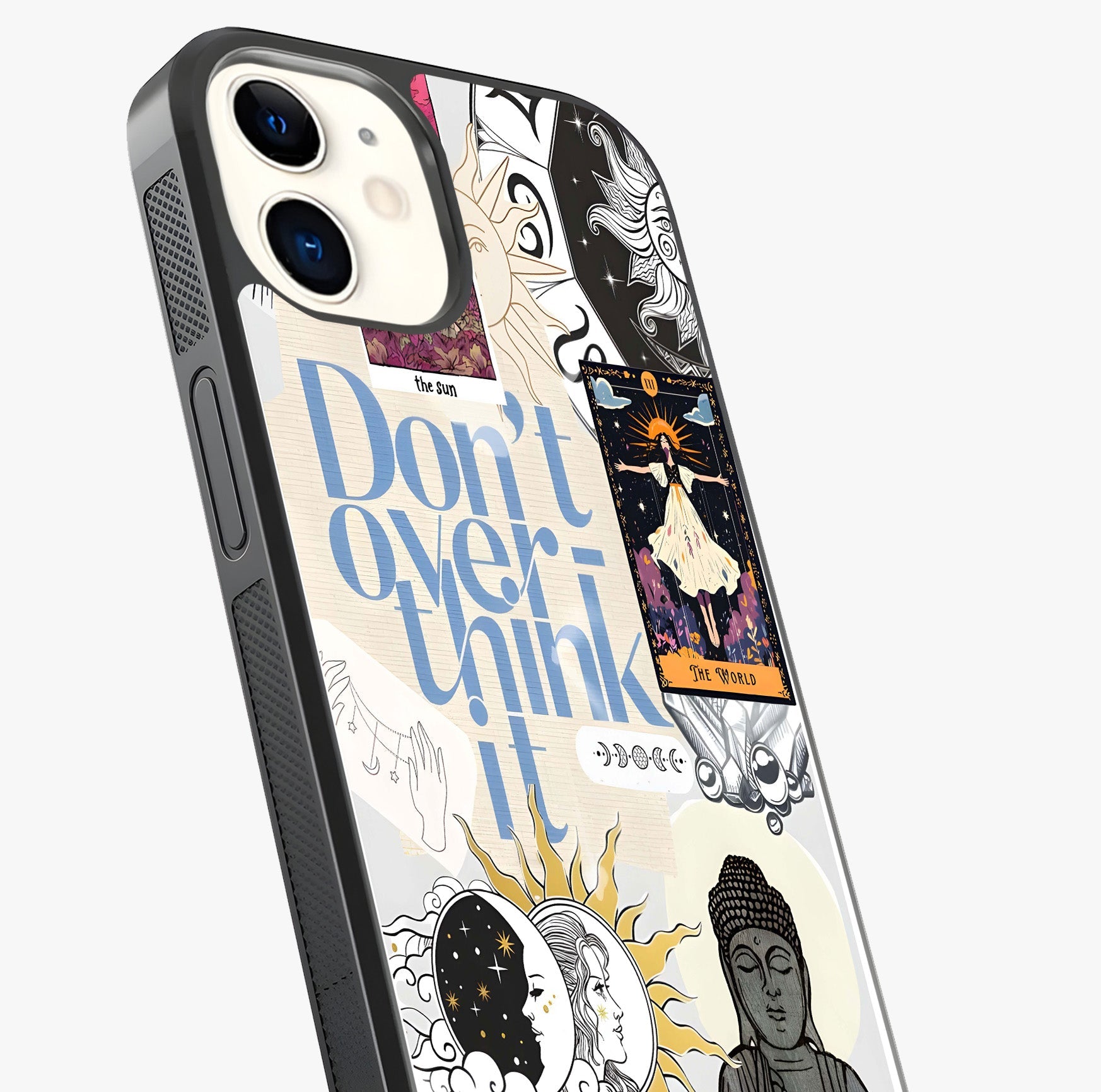 Ethereal Thoughts Glass Case captured at a warm angle highlighting gloss, texture and premium glass finish.