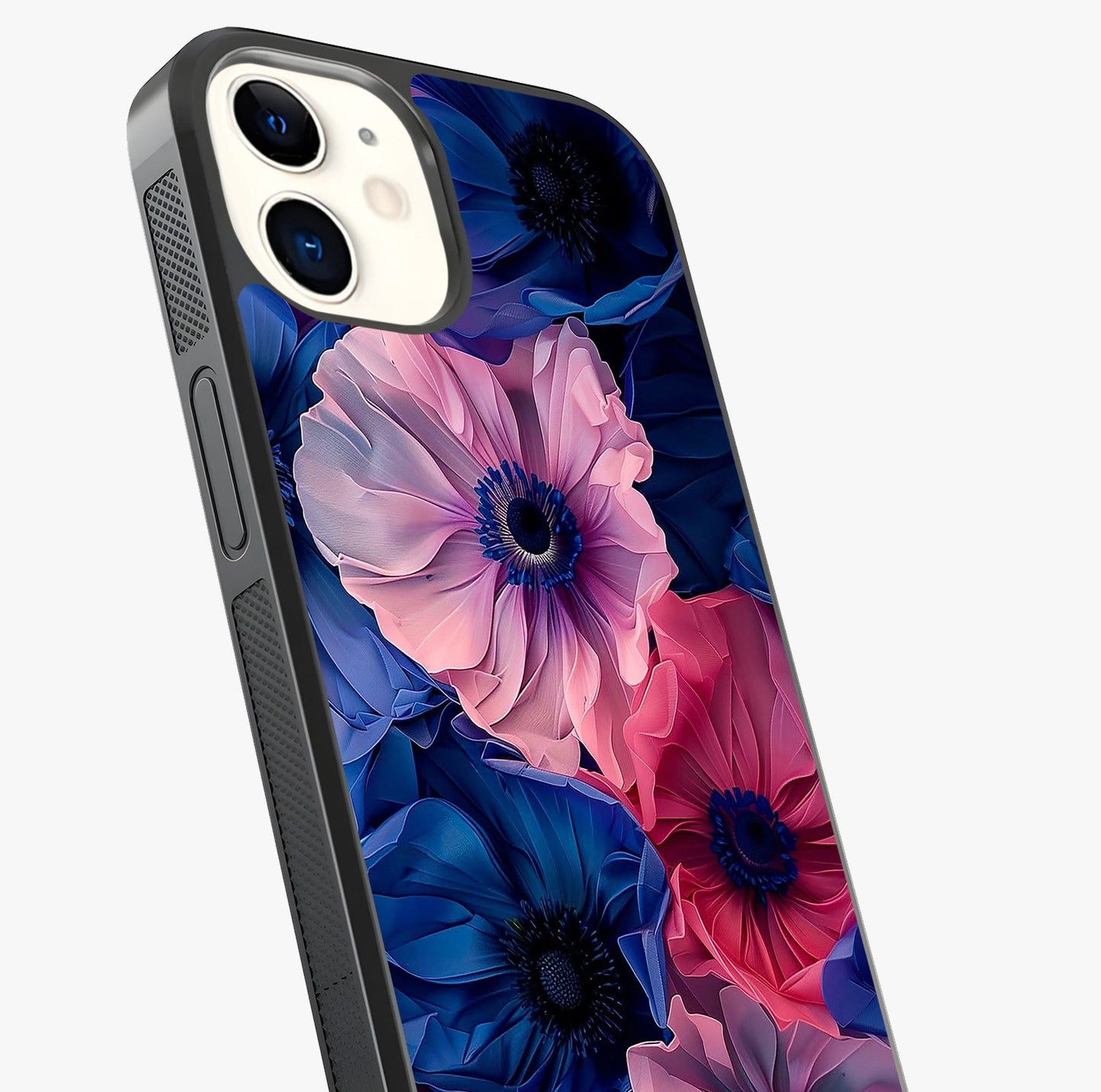 Flower Paper Art Pattern Glass Case captured at a warm angle highlighting gloss, texture and premium glass finish.