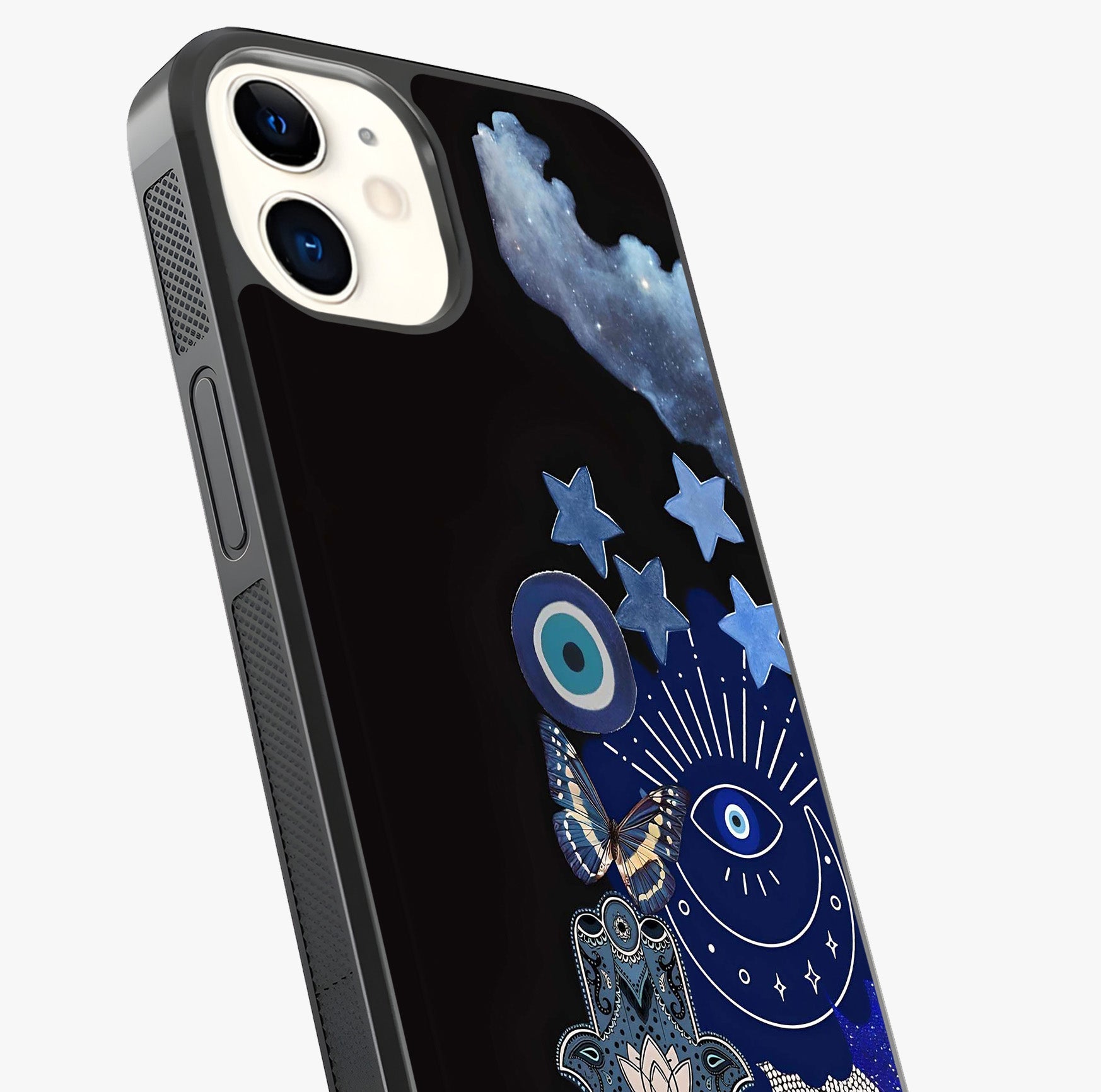 Galactic Charm Cluster Glass Case captured at a warm angle highlighting gloss, texture and premium glass finish.