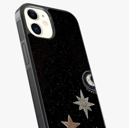 Galactic Charm Glow Glass Case captured at a warm angle highlighting gloss, texture and premium glass finish.