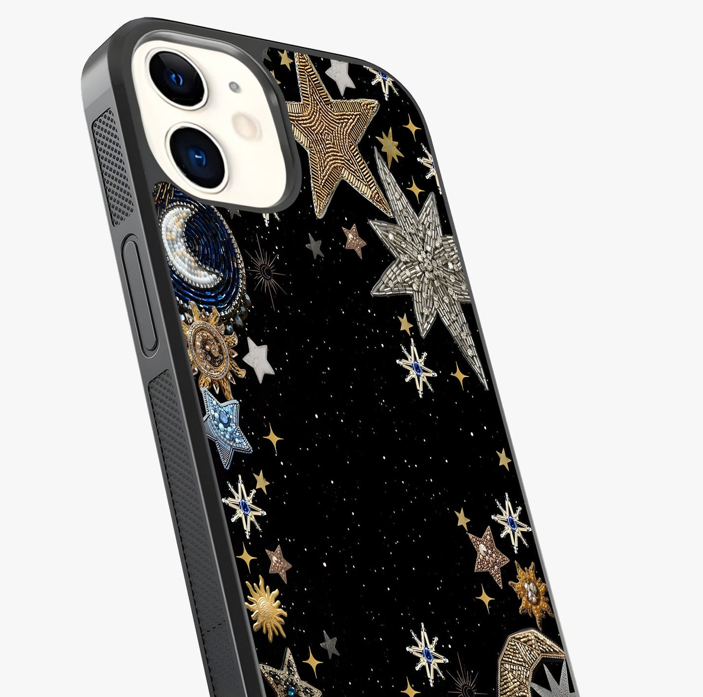 Galactic Jewel Stars Glass Case captured at a warm angle highlighting gloss, texture and premium glass finish.