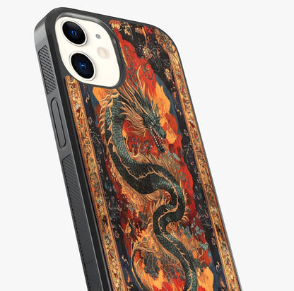 Inferno Dragon Soul Glass Case captured at a warm angle highlighting gloss, texture and premium glass finish.