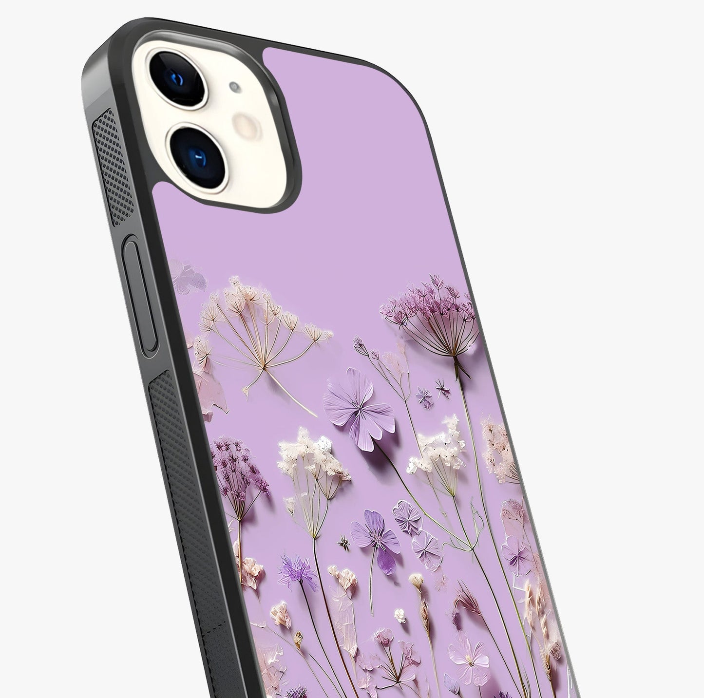 Lavender Blossom Dream Glass Case captured at a warm angle highlighting gloss, texture and premium glass finish.