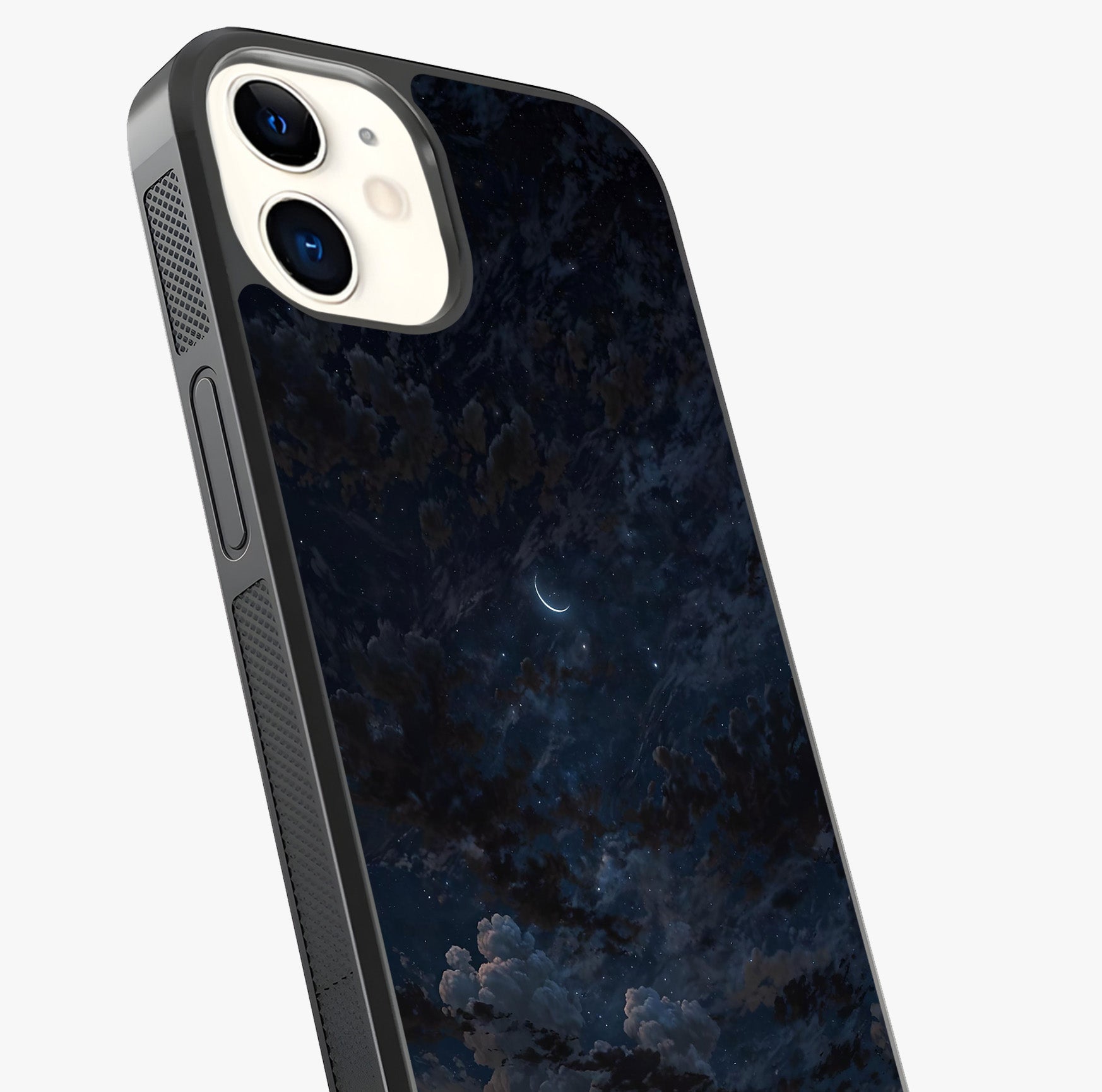 Lunar Veil Silence Glass Case captured at a warm angle highlighting gloss, texture and premium glass finish.