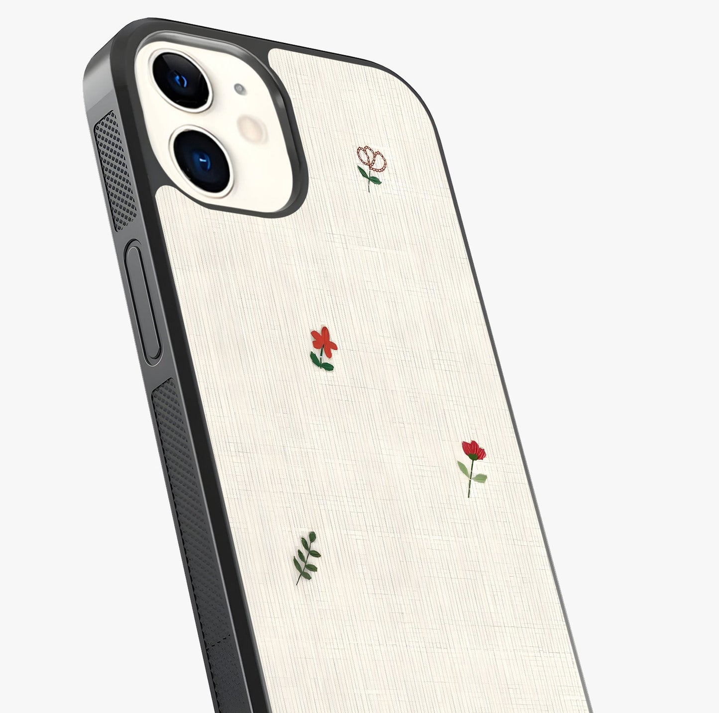 Minimal Petal Whispers Glass Case captured at a warm angle highlighting gloss, texture and premium glass finish.