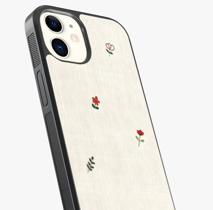 Minimal Petal Whispers Glass Case captured at a warm angle highlighting gloss, texture and premium glass finish.