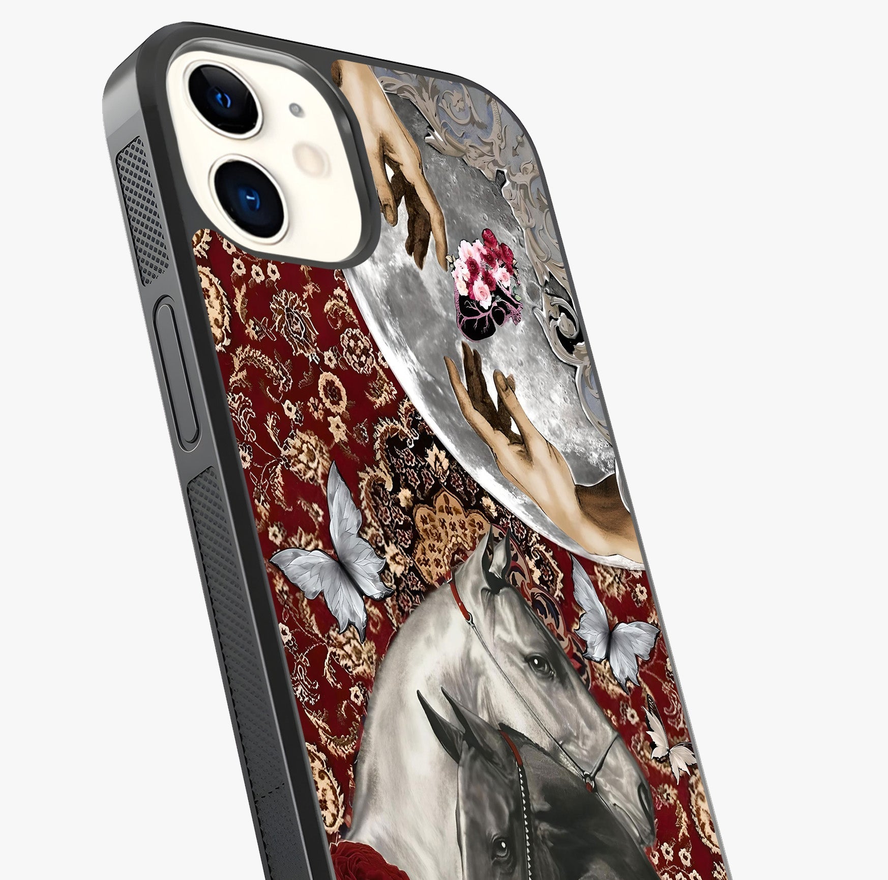 Moonlit Royal Stallion Glass Case captured at a warm angle highlighting gloss, texture and premium glass finish.