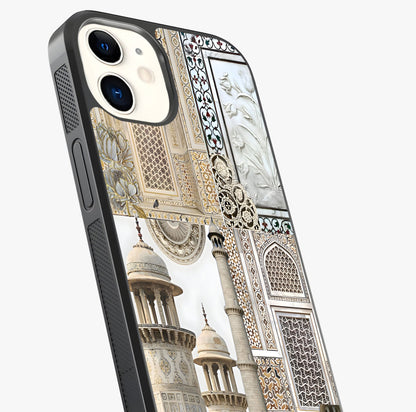 Mughal Marble Legacy Glass Case captured at a warm angle highlighting gloss, texture and premium glass finish.
