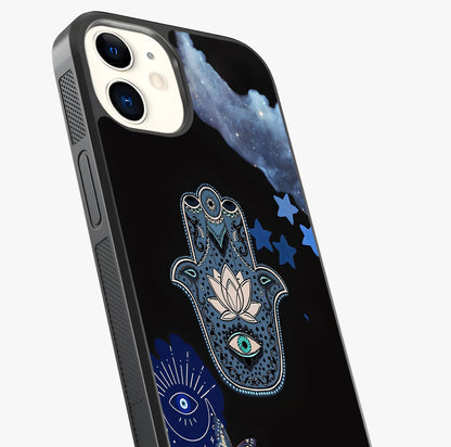 Mystic Hand Aura Glass Case captured at a warm angle highlighting gloss, texture and premium glass finish.