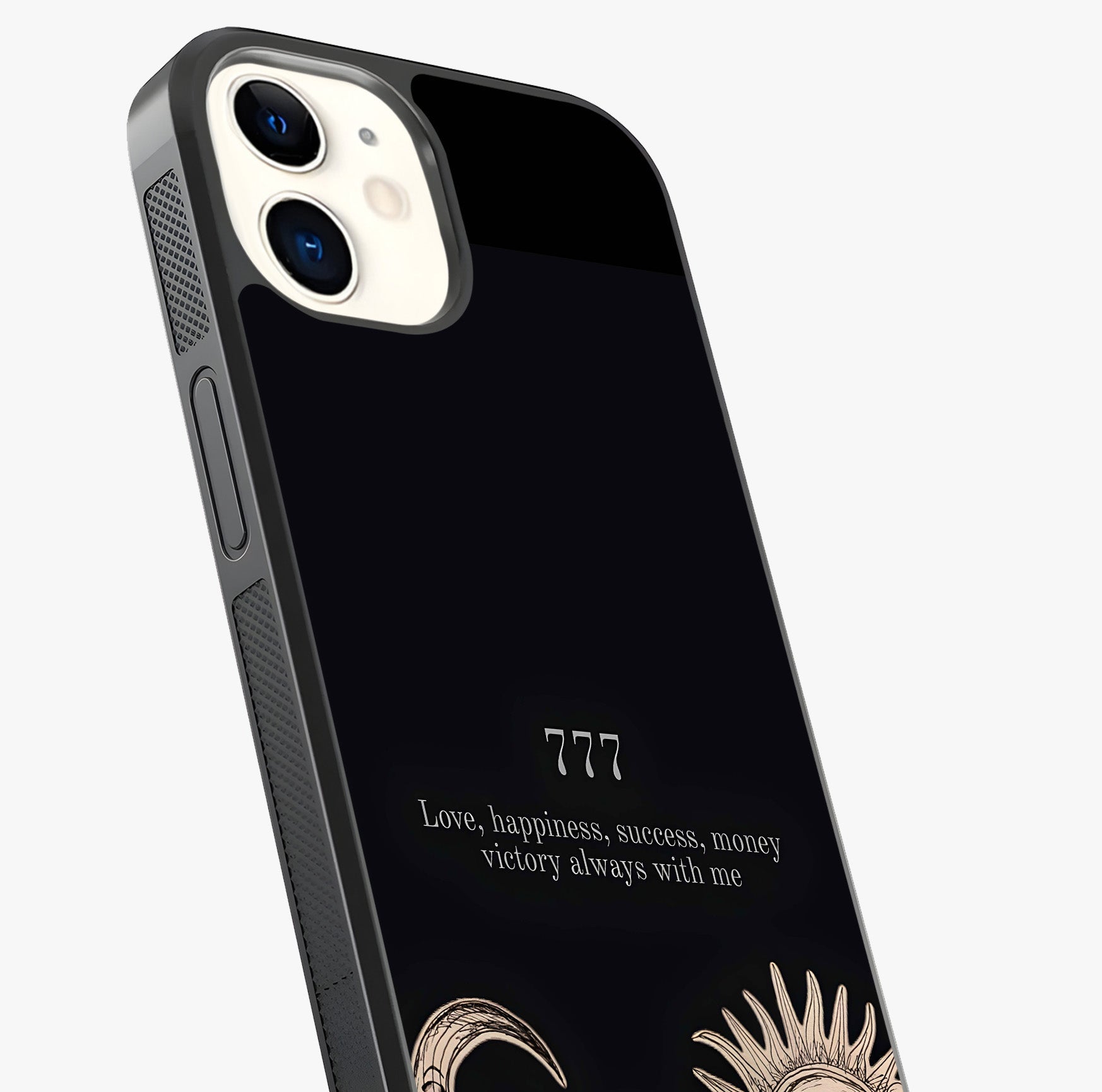 Mystic Victory Aura Glass Case captured at a warm angle highlighting gloss, texture and premium glass finish.