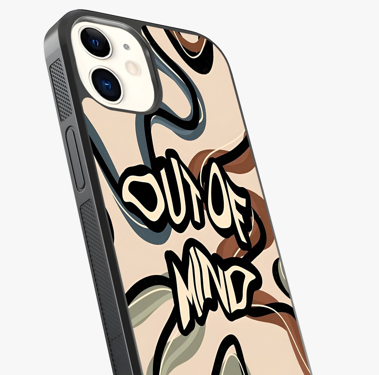 Out Of Mind Glass Case captured at a warm angle highlighting gloss, texture and premium glass finish.