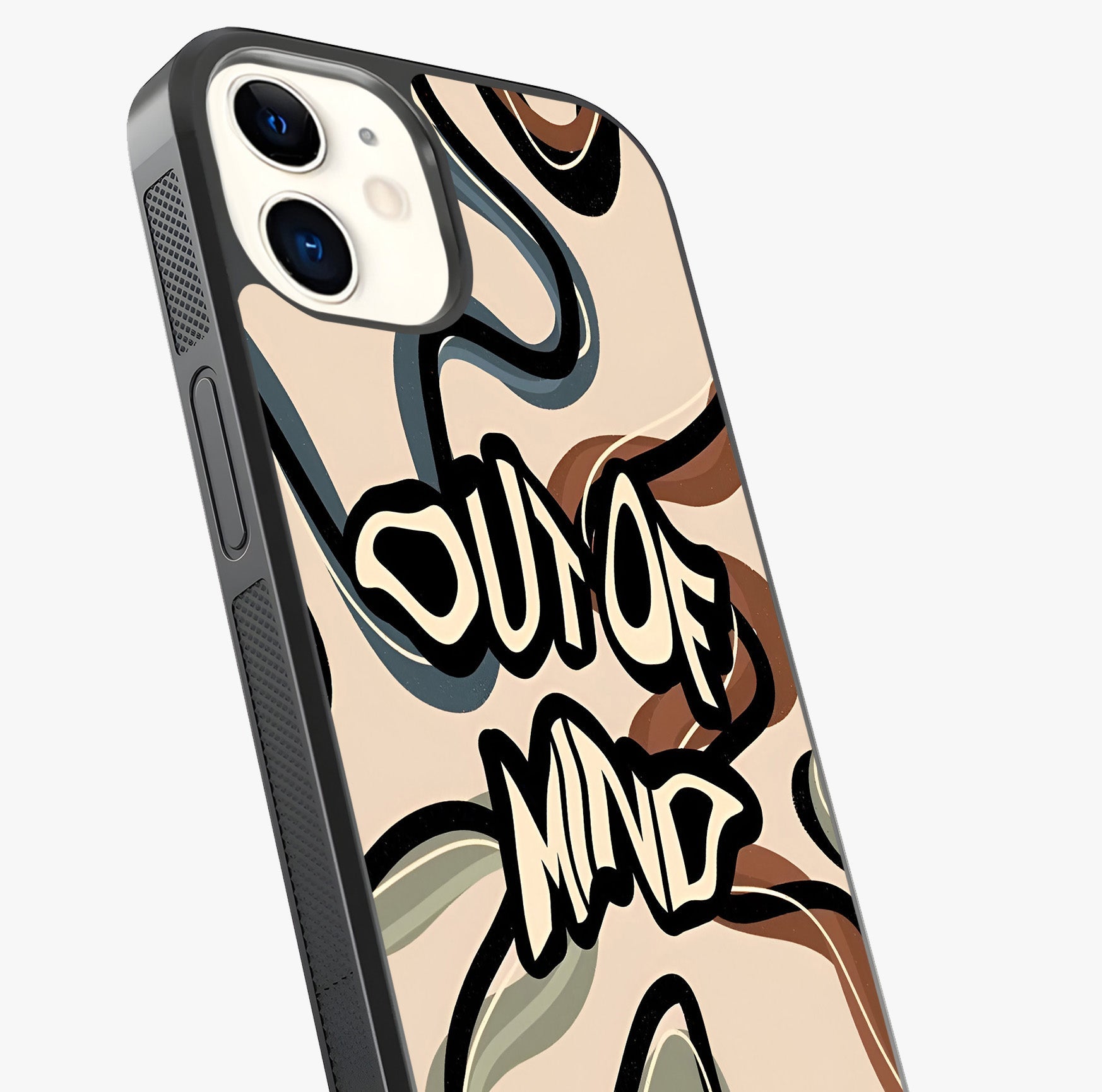 Out Of Mind Glass Case captured at a warm angle highlighting gloss, texture and premium glass finish.