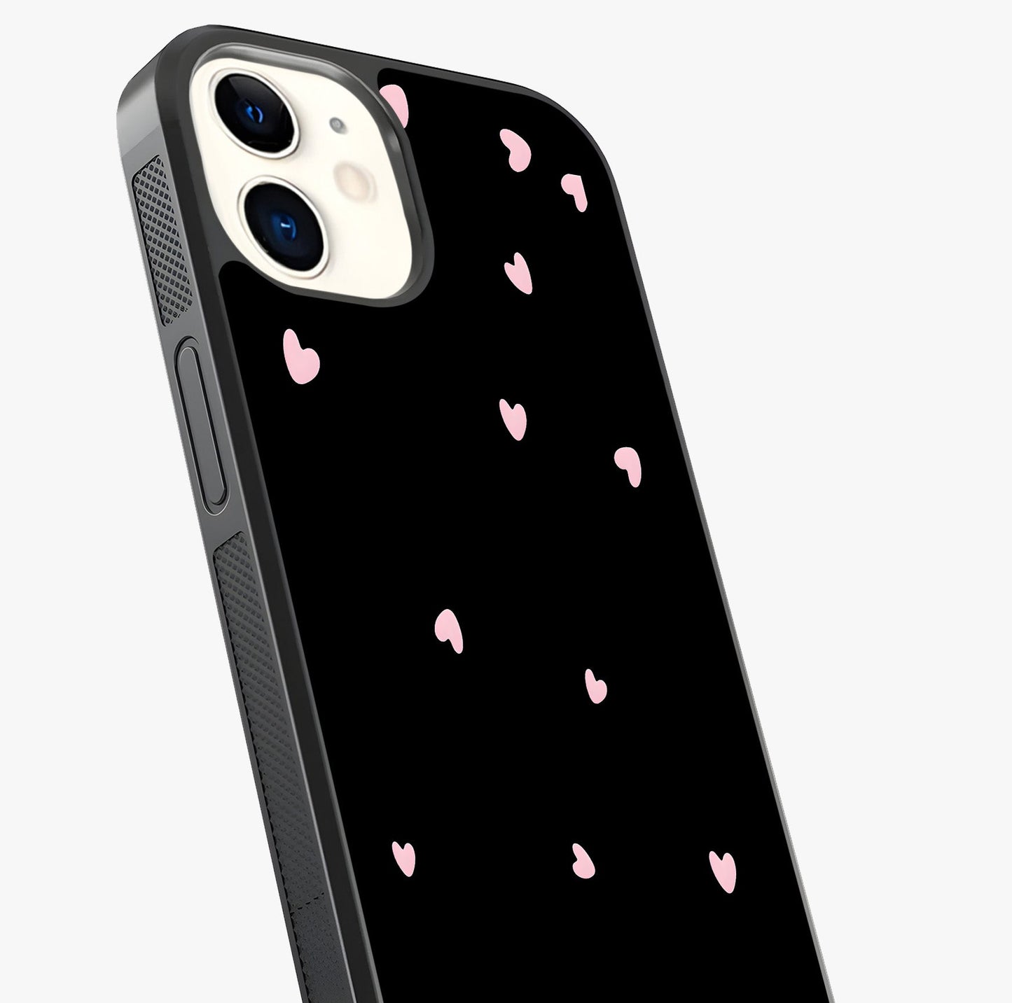 Pink Love Drops Glass Case captured at a warm angle highlighting gloss, texture and premium glass finish.