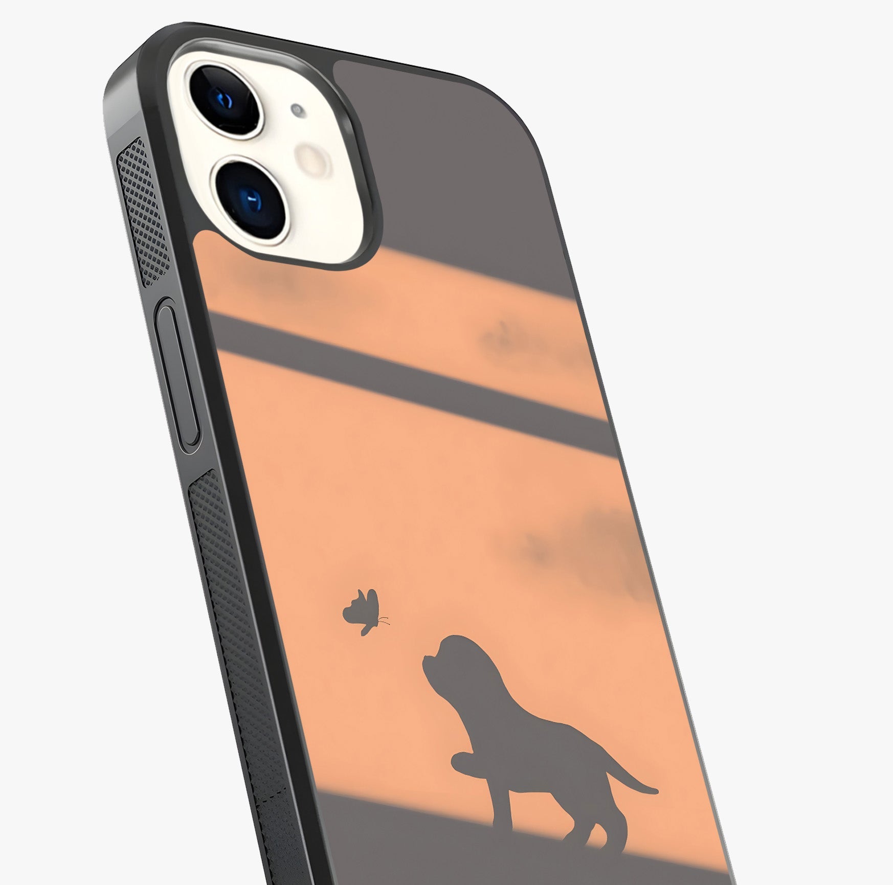 Puppy Shadow Art Glass Case captured at a warm angle highlighting gloss, texture and premium glass finish.