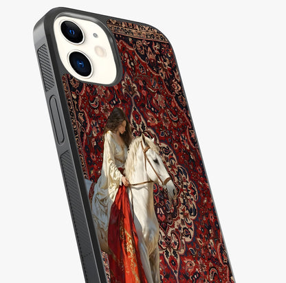 Royal Rider Tapestry Glass Case captured at a warm angle highlighting gloss, texture and premium glass finish.