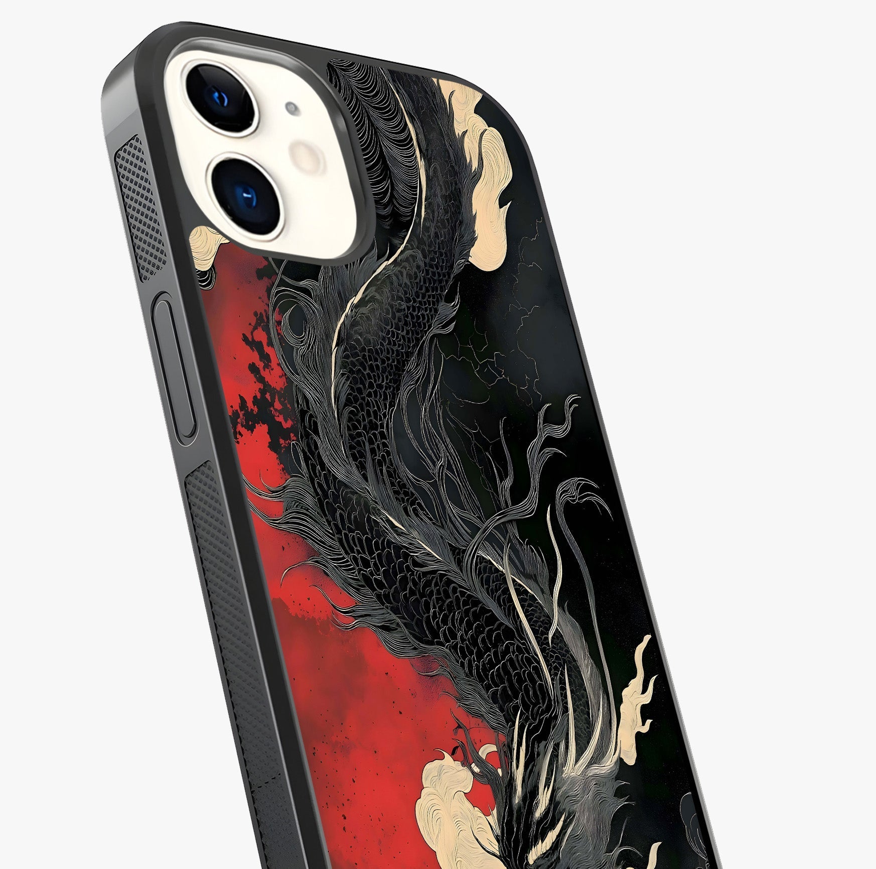 Shadow Dragon Fury Glass Case captured at a warm angle highlighting gloss, texture and premium glass finish.