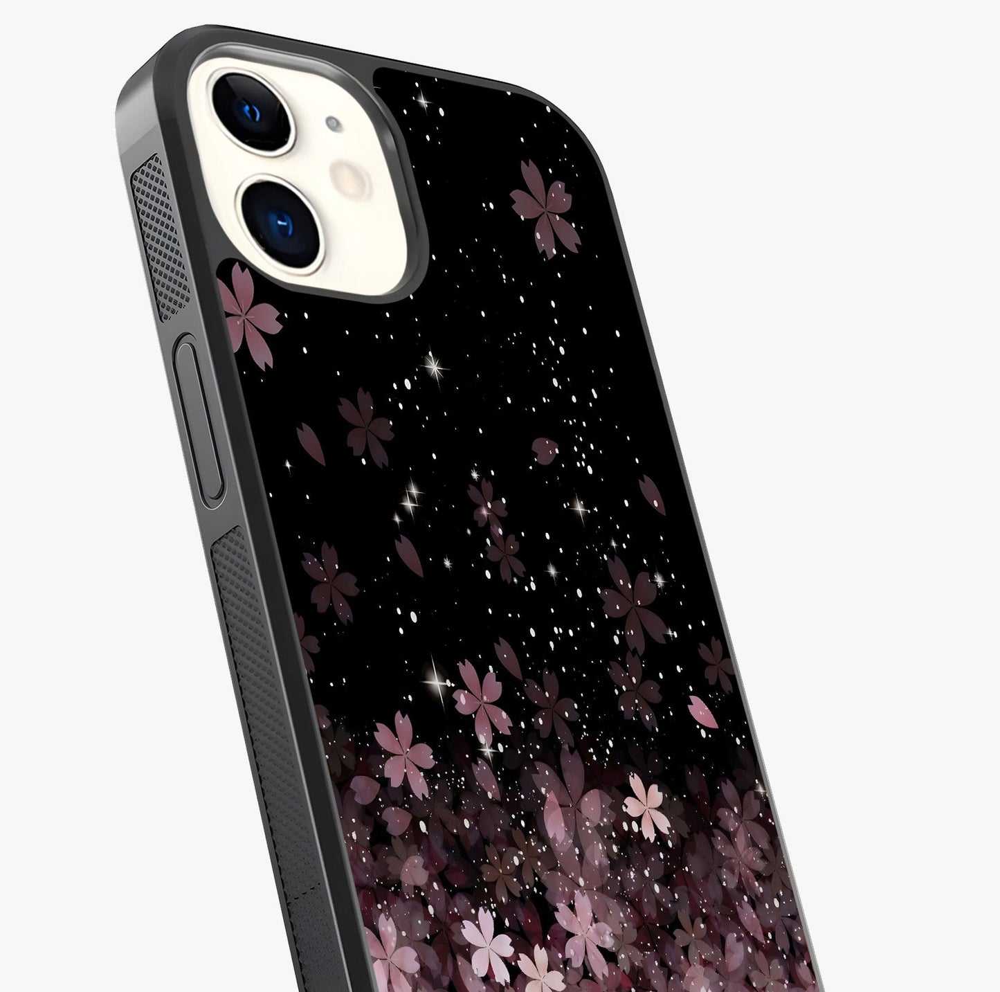 Small Starry Flowers Glass Case captured at a warm angle highlighting gloss, texture and premium glass finish.