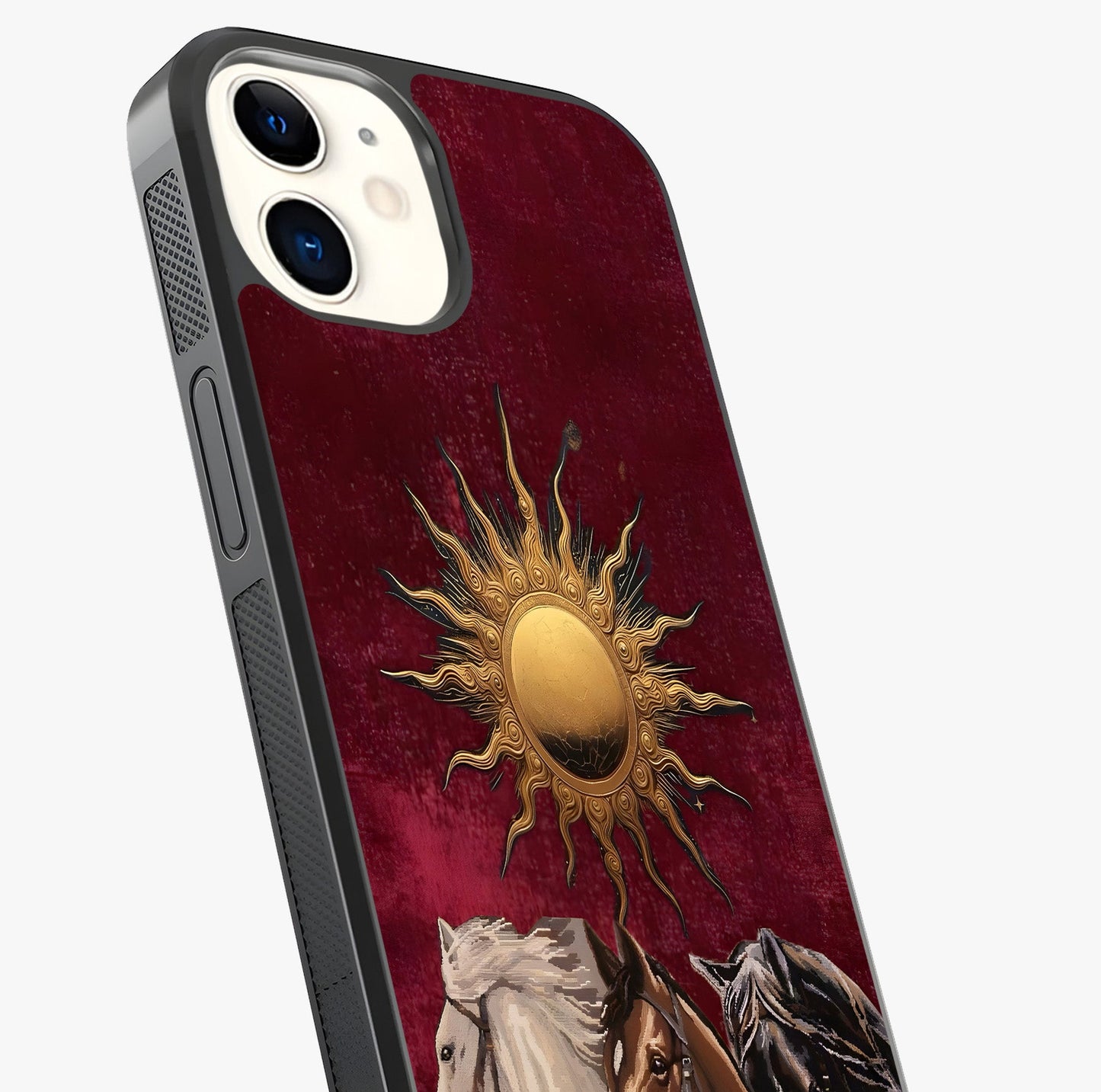 Solar Riders Glass Case captured at a warm angle highlighting gloss, texture and premium glass finish.