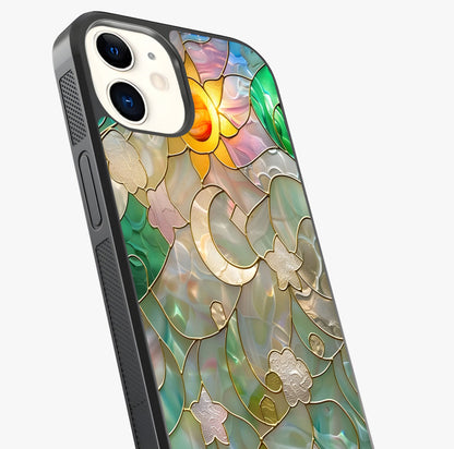 Stained Sunrise Glow Glass Case captured at a warm angle highlighting gloss, texture and premium glass finish.