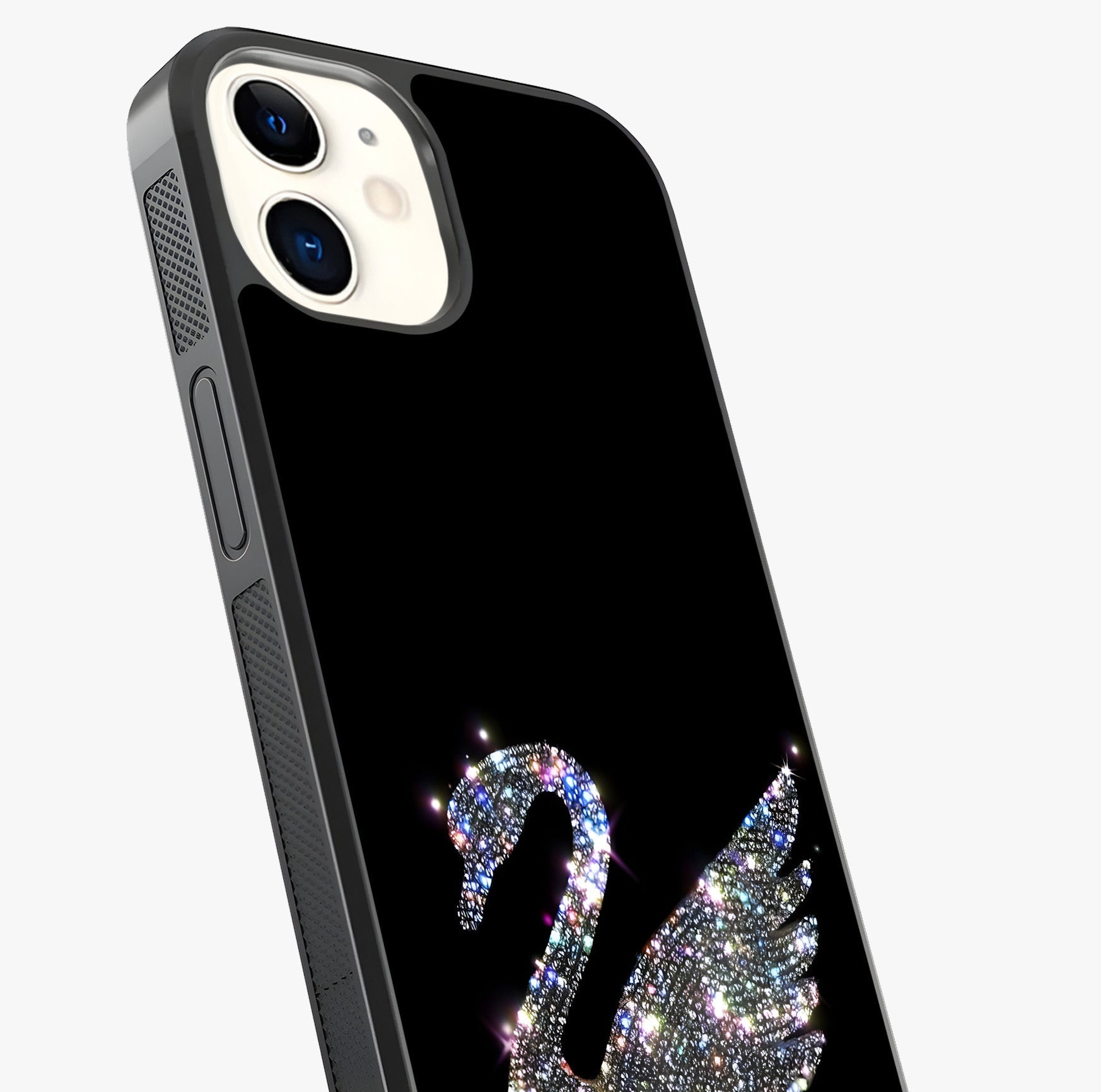 Starlit Swan Grace Glass Case captured at a warm angle highlighting gloss, texture and premium glass finish.