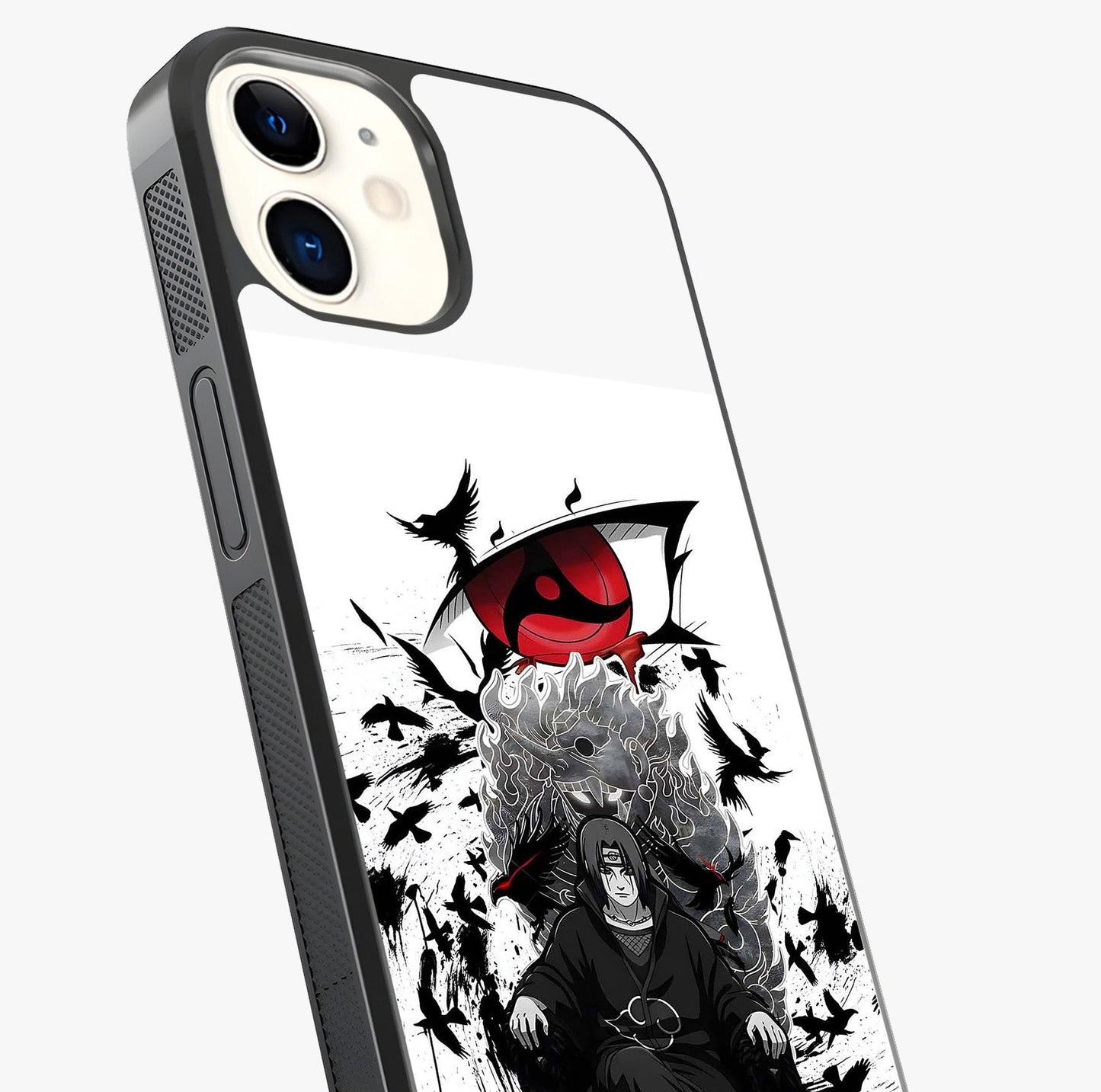 Uchiha Shadow Throne Glass Case captured at a warm angle highlighting gloss, texture and premium glass finish.