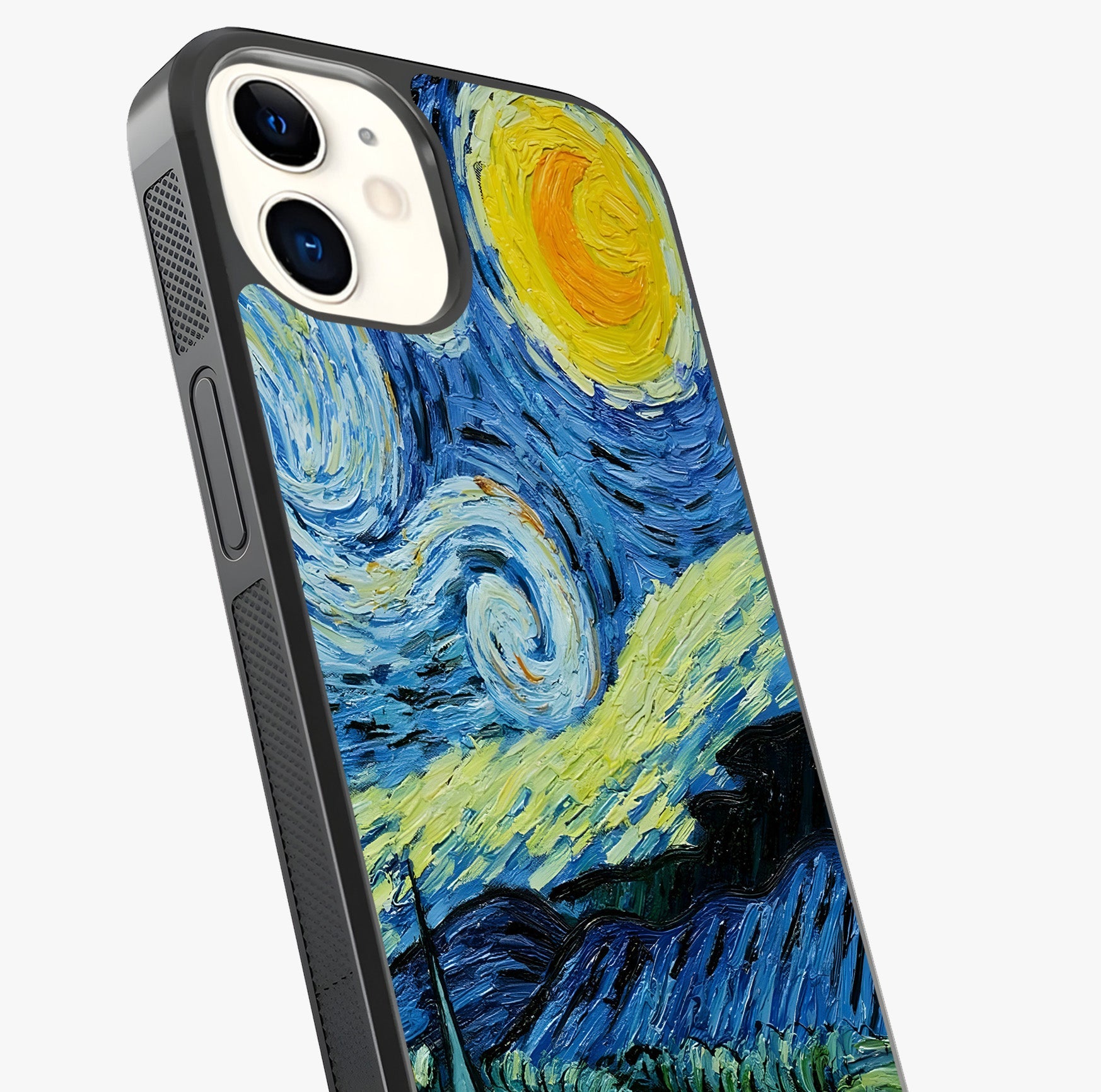 Van Gogh Art Glass Case captured at a warm angle highlighting gloss, texture and premium glass finish.