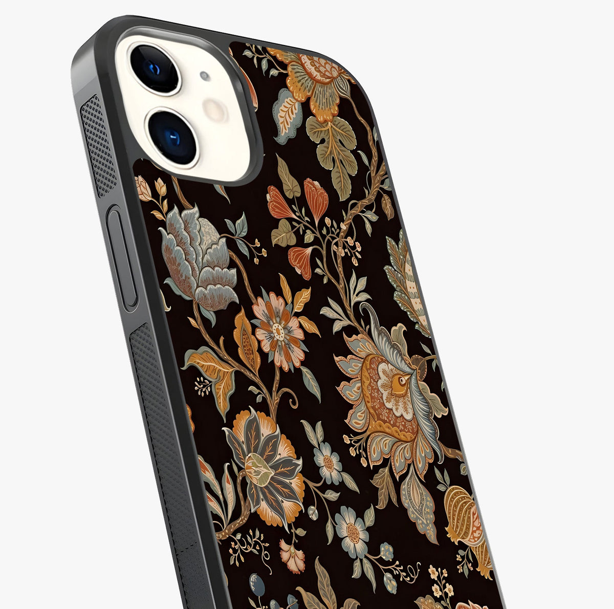 Vintage Floral Dream Glass Case captured at a warm angle highlighting gloss, texture and premium glass finish.