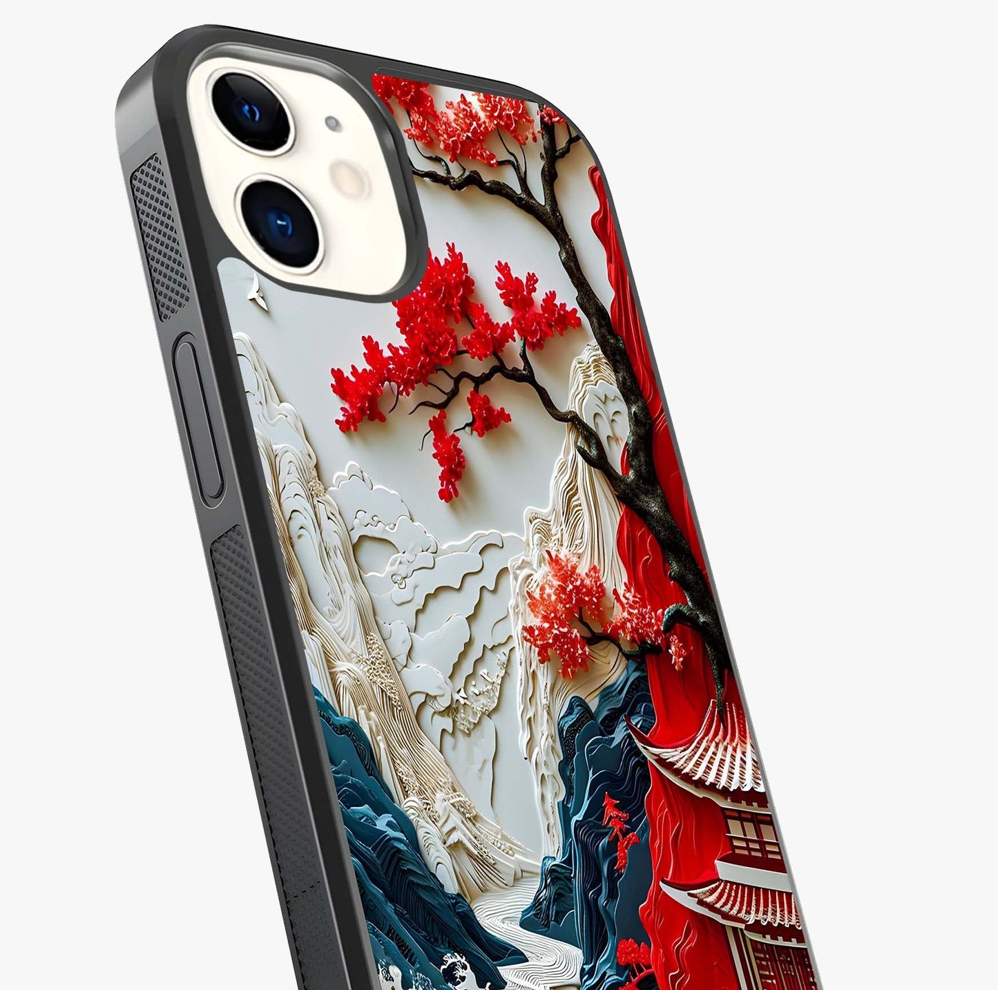 Whispers Of Sakura Waves Glass Case captured at a warm angle highlighting gloss, texture and premium glass finish.