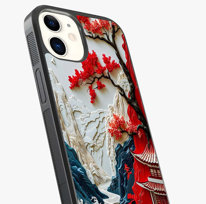 Whispers Of Sakura Waves Glass Case captured at a warm angle highlighting gloss, texture and premium glass finish.