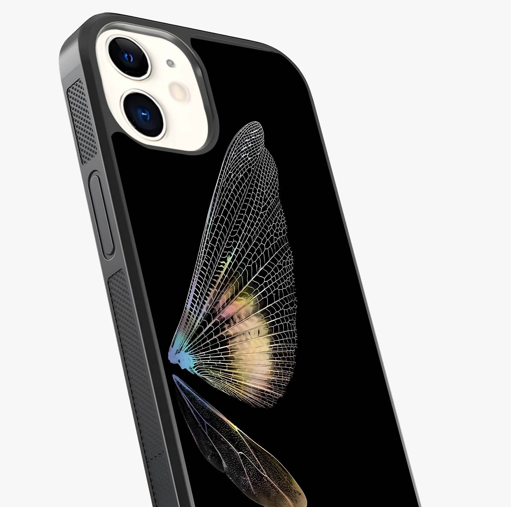 Whispers Of Wings Glass Case captured at a warm angle highlighting gloss, texture and premium glass finish.