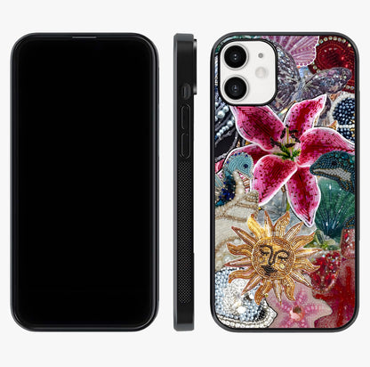 Beaded Garden Fantasy Glass Case displayed upright for full design visibility and premium finish.