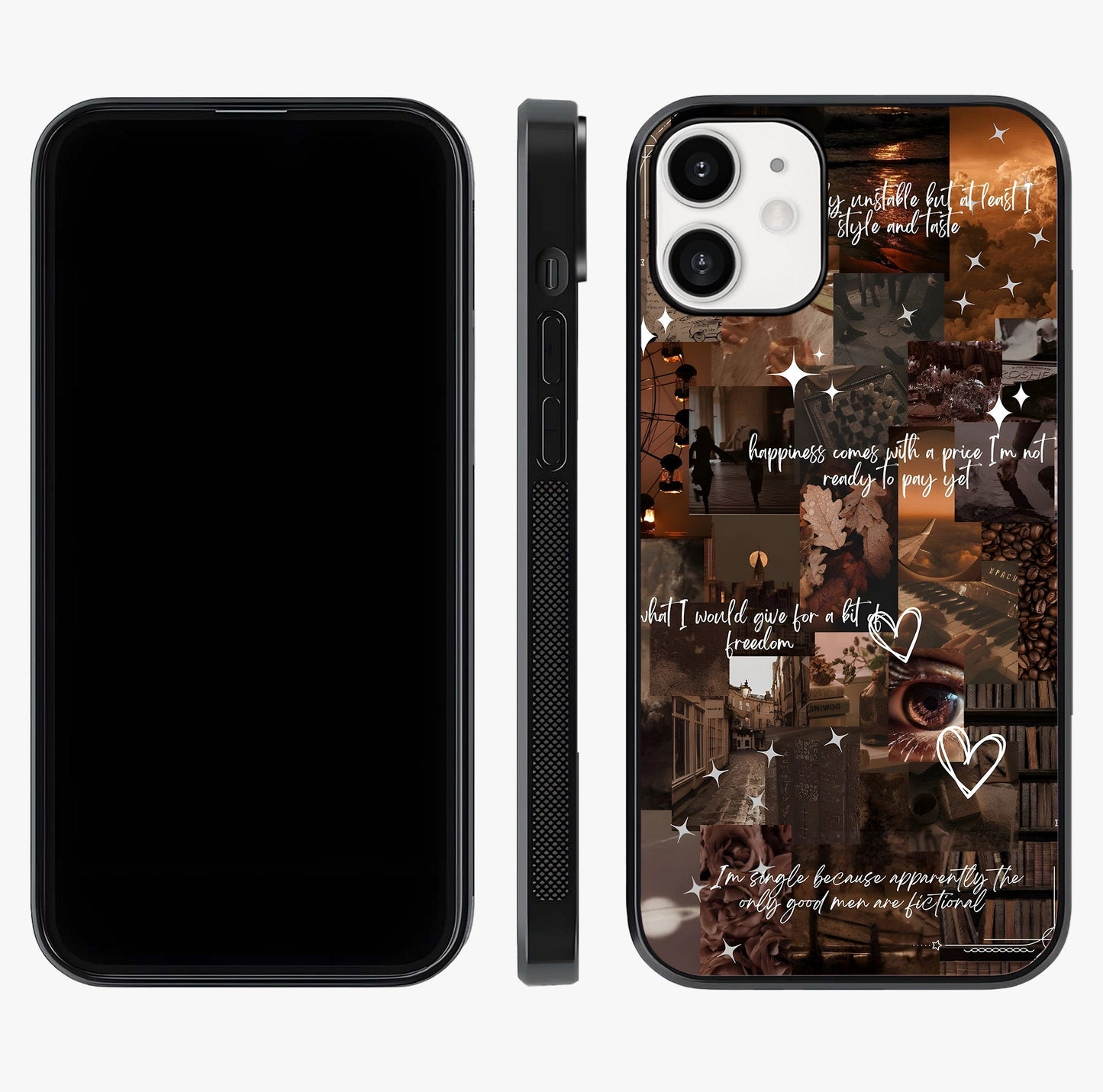 Bittersweet Aesthetic Chaos Glass Case displayed upright for full design visibility and premium finish.